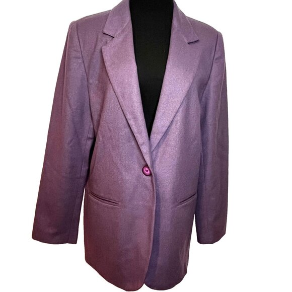 VTG Wool Blazer Plum Purple Single Button Size 12 Officecore Work Style Preppy - Picture 1 of 10